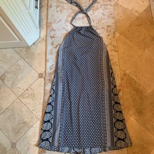 ELAN navy and white halter maxi dress, Medium